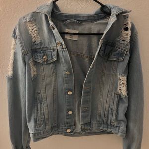 Love Tree Distressed Denim Jacket